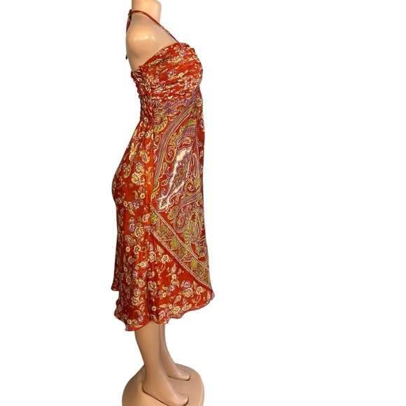Vintage Silk Paisley Halter Neck Dress Multicolor - Picture 4 of 8